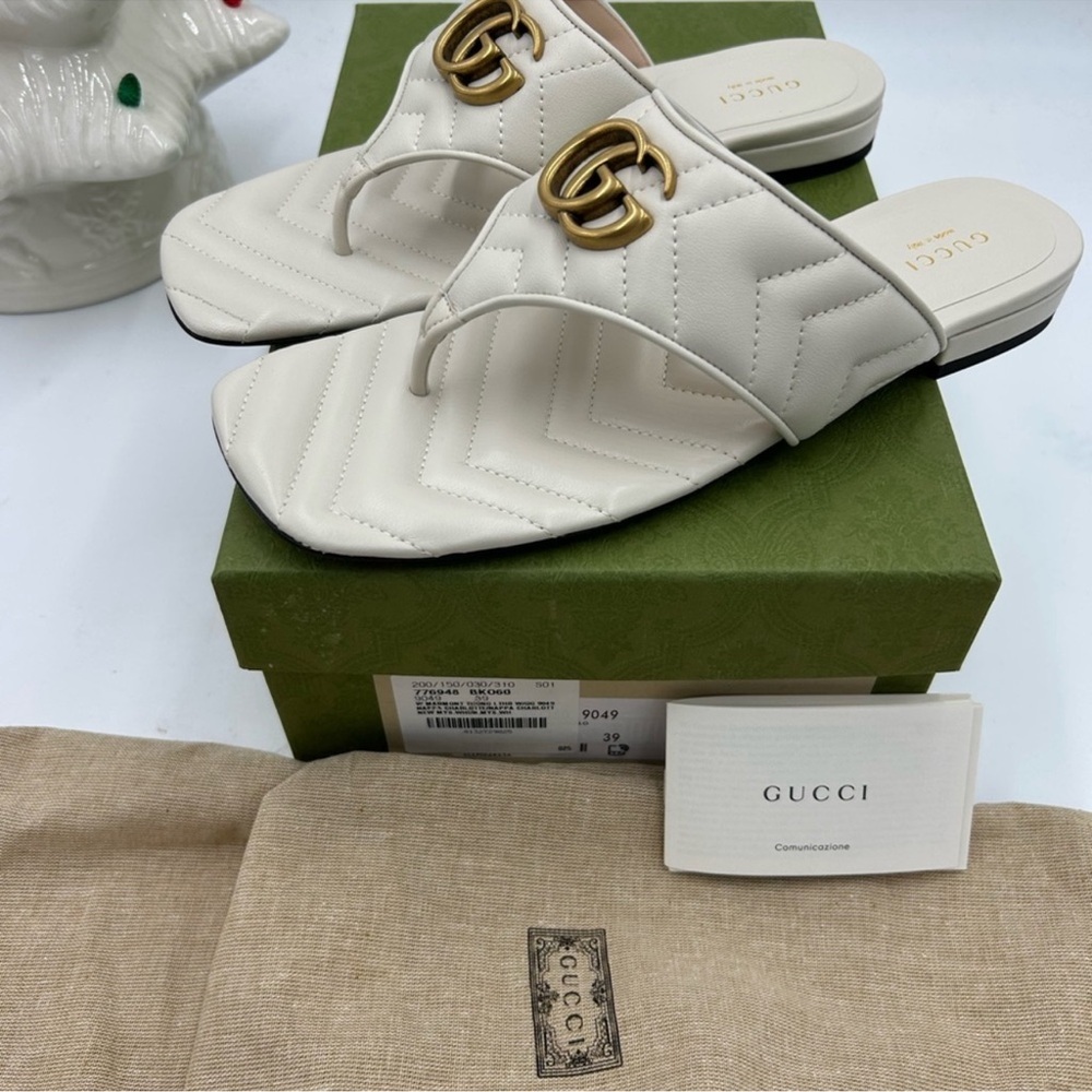Women’s Gucci, quilted leather song sandals in Mystic white size 39 made Italy - Picture 4 of 10